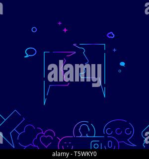 Gespräch, menschliche Gesichter Vector veranschaulicht. Dialog, Chat Gradient Symbol, Symbol oder Piktogramm, Sign. Dunkelblauen Hintergrund. Der unteren Bord Stock Vektor