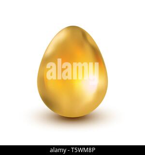 Helle glänzende goldene Osterei isoliert auf weißem Stock Vektor