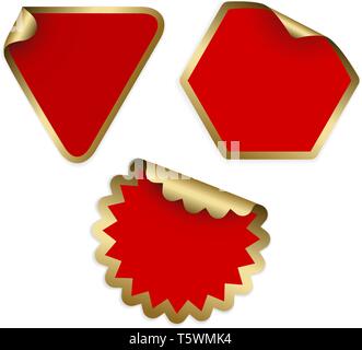 Weihnachten Etiketten und Aufkleber (golden und Rot) Stock Vektor