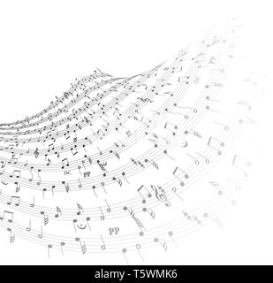 Musik Thema - Wave aus der Noten auf weißem Hintergrund Stock Vektor