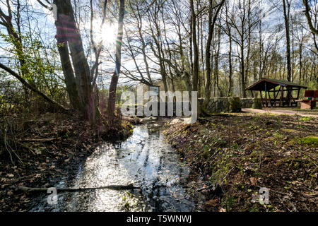 Alster Quelle in Henstedt-Ulzburg. Die Alster ist ein rechter Nebenfluss der Elbe in Norddeutschland. Stockfoto