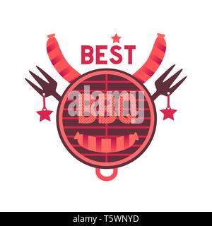 Beste BBQ Grill lustig flache Hand gezeichnet Vektor icon. Stock Vektor