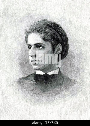 EMMA LAZARUS (1849-1887) amerikanischer Dichter und Übersetzer von dessen Gedicht Der neue Koloss auf der Freiheitsstatue angezeigt Stockfoto