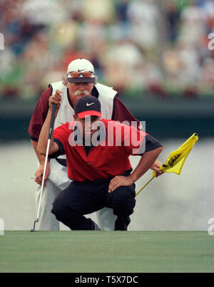 Tiger Woods in Aktion am Doral Ryder gold Meisterschaft am Doral Country Club in Miaqmi, Florida im Jahre 1998. Stockfoto