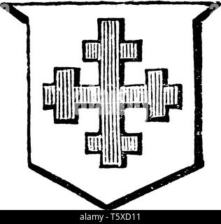 Kreuz Crosslet ist ein ehrenwerter Ordentlichen, vintage Strichzeichnung oder Gravur Abbildung. Stock Vektor