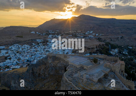 Griechenland, Rhodos, Lindos Akropolis Stockfoto