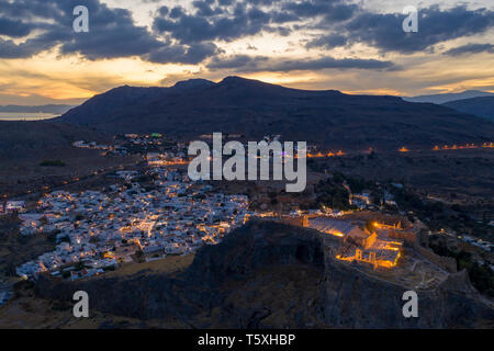 Griechenland, Rhodos, Lindos Akropolis Stockfoto