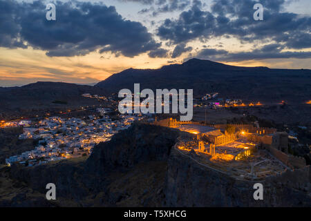 Griechenland, Rhodos, Lindos Akropolis Stockfoto