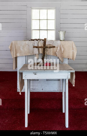 Erste afrikanische Baptist Kirche Altar, Cumberland Island, Georgia Stockfoto