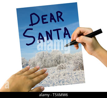 Brief an Santa Klaus. Liste der Wünsche Stockfoto