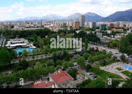 Blick über Tirana Albanien Hauptstadt Albanias Stockfoto