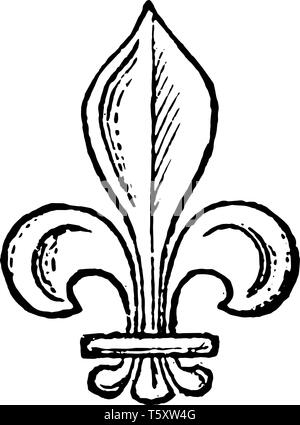 Fleur-de-Lis ist eine Blume Symbol, vintage Strichzeichnung oder Gravur Abbildung. Stock Vektor