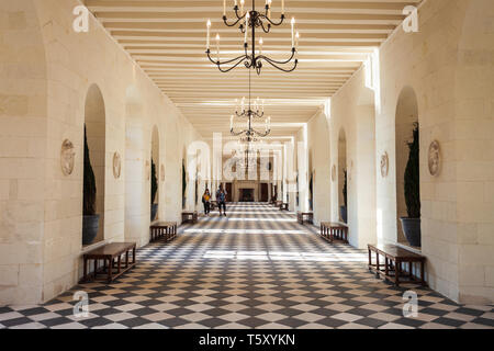 CHENONCEAU, Frankreich - 14. SEPTEMBER 2018: Chateau de Chenonceau Innenraum, französischen Schloss in der Nähe von Chenonceaux Dorf, Tal der Loire in Frankreich Stockfoto