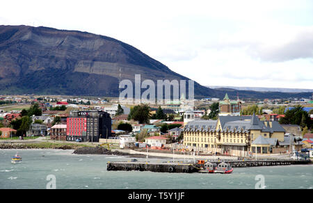 Puerto Natales, Stadt und Hafen im Süden von Chile und eine 'Gateway' zu den Torres del Paine Nationalpark Stockfoto