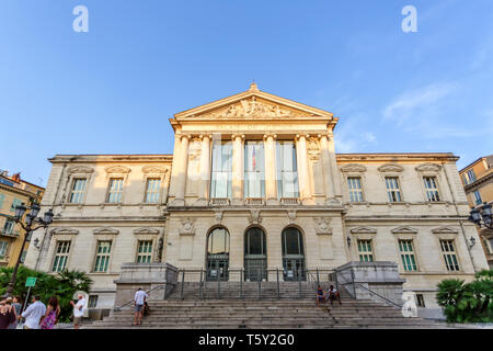 Nizza, Frankreich - 06. JULI 2015: Fassade des historischen plalais de Gerechtigkeit in Nizza in Frankreich Stockfoto