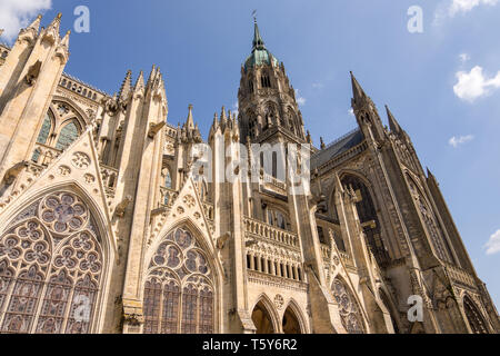 Bayeux, Frankreich - September 01, 2018: Architektur Details auf die Kathedrale Notre-Dame von Bayeux. Calvados Abteilung, Normandie, Frankreich Stockfoto