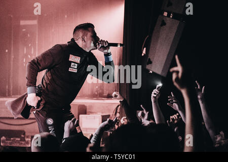 Dänemark, Kopenhagen - 26. April 2019. Der deutsche Rapper und Lyriker Gzuz führt ein Live Konzert in Pumpehuset in Kopenhagen. (Foto: Gonzales Foto - Flemming Bo Jensen). Stockfoto