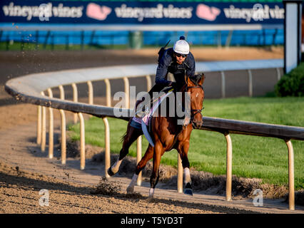 Louisville, Kentucky, USA. 27 Apr, 2019. LOUISVILLE, Kentucky - 27. April: Dunbar Straße, von Chad Brown geschult, Übungen zur Vorbereitung auf die Kentucky Eichen in der Churchill Downs in Louisville, Kentucky am 27. April 2019. Scott Serio/Eclipse Sportswire/CSM/Alamy leben Nachrichten Stockfoto