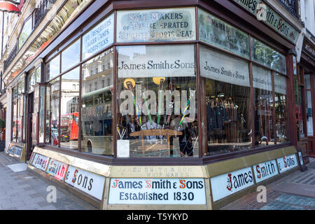 James Smith & Söhne Regenschirm Shop (est.1830), New Oxford Street, Bloomsbury, Camden, London Borough von Greater London, England, Vereinigtes Königreich Stockfoto
