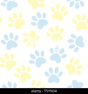 Hintergrund mit Schattenrissen von Katze oder Hund Platzbedarf. rot Vektor-illustration animal paw-Pattern. Pfotenabdruck nahtlos. Stock Vektor