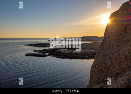 'Ende der Welt' Felsen bei Sonnenuntergang in Tjøme, Norwegen Stockfoto