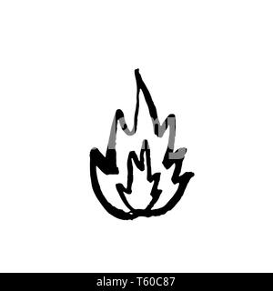 Flamme Symbol. Grunge Feuer Bürste Vector Illustration. Stock Vektor