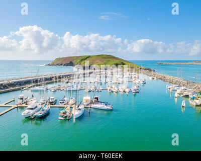 Ein Luftbild von Coffs Harbour Strand und Hafen Stockfoto