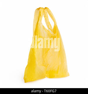 Leere Plastikbeutel auf Weiß Stockfoto