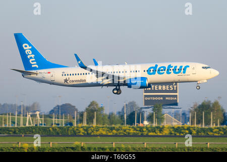 Amsterdam/Niederlande Mai 01, 2019: Boeing 737 aus dem Norwegischen auf dem Amsterdamer Flughafen Stockfoto