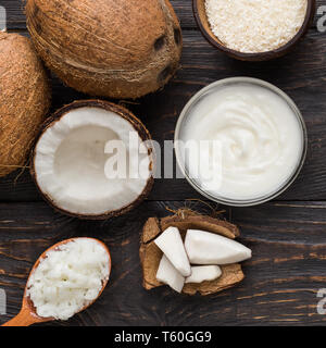 Kochen mit Kokosnuß-Konzept Stockfoto