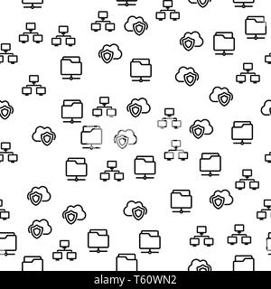 Ordner mit wichtigen Cloud Datei Seamless Pattern Stock Vektor