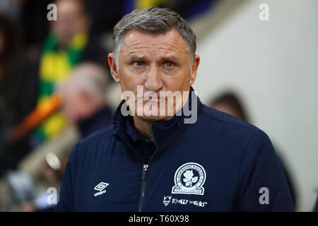 Tony Mowbray, Manager von Blackburn Rovers - Norwich City v Blackburn Rovers, Sky Bet Meisterschaft, Carrow Road, Norwich - 27. April 2019 Editorial U Stockfoto