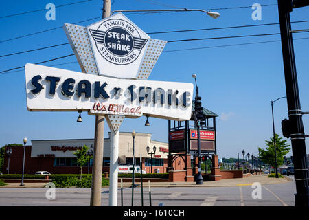 Takhomasak Steak n Shake vintage Zeichen in Springfield, Missouri, USA Stockfoto