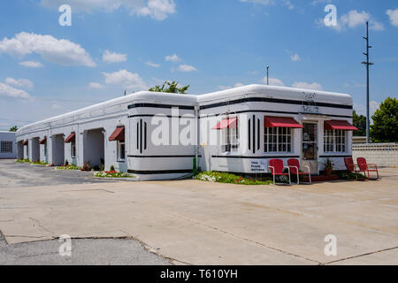 Historische US-Route 66 Motor Hotel Stiefel Gericht in Carthage, Missouri, USA Stockfoto