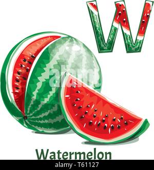 Buchstaben W. Wassermelone Stock Vektor