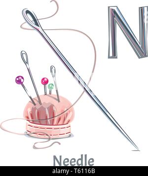 Vektor Buchstaben N. Nadel Stock Vektor