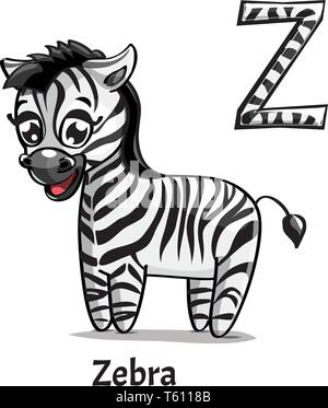 Vektor Alphabet Buchstaben Z. Zebra Stock Vektor