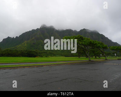 Iconic gebirgsbildung an der Nordostseite auf Oahu, Hawaii Stockfoto