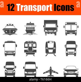 Transport Icon Set in der Ansicht von vorn. Einfache Schablone Design. Vector Illustration. Stock Vektor