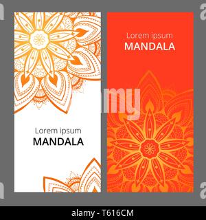 Indische floral Paisley Medaillon Banner. Ethnische Mandala Ornament. Für textile verwendet werden können, Grußkarte, Malbuch, Phone Case drucken. Stock Vektor