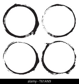 Runden Rahmen, Grunge texturierte Hand gezeichneten Elemente einstellen, Vector Illustration. Stock Vektor