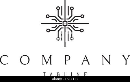 Stromkreis Abstrakte schwarze Linie vektor Logo Design Stock Vektor