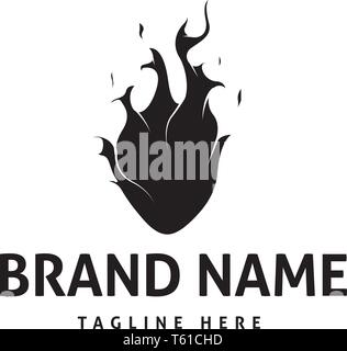 Herz Feuer abstrakte Schwarz vektor Logo Design Stock Vektor