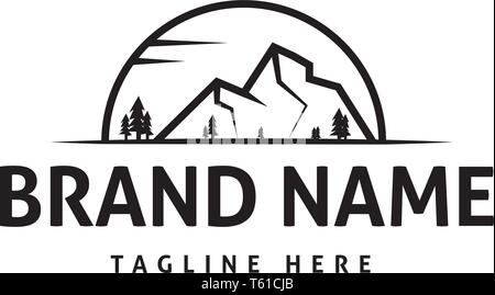 Berglandschaft Schwarz Abstract vector Logo Design Stock Vektor