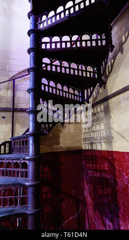 Red Wendeltreppe, auf der Claymills Pumpstation Stockfoto