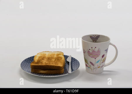 Toast marine Teller und Kaffee Stockfoto