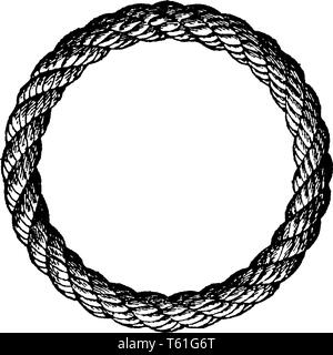 Die Tülle ist ein Ring von Seil für verschiedene Zwecke von einer Strähne verwendet drei Mal um seinen eigenen zentralen Teil in einer Schleife der gewünschten s gebildet Stock Vektor