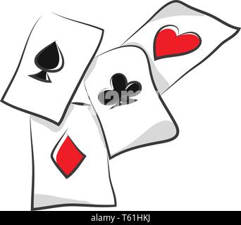 Eine Reihe von rummy Karten auf den Tisch vector Farbe, Zeichnung oder Abbildung platziert Stock Vektor