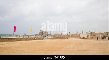 Hippodrom in die Ruinen der antiken römischen Stadt Cäsarea an der Mittelmeerküste in Israel. Stockfoto