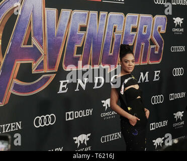 Tessa Thompson 312 besucht die Weltpremiere von Walt Disney Studios Motion Pictures Avengers Endgame im Los Angeles Convention Center am 22. April 2019 in Los Angeles, Kalifornien. Stockfoto